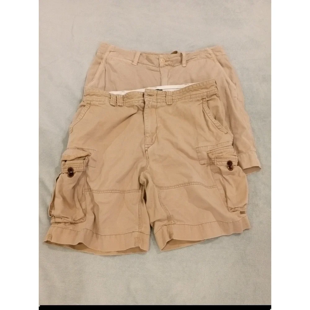 2 Mens Polo Ralph Lauren Y2k‎ Cargo Chino Khaki Shorts Size 38